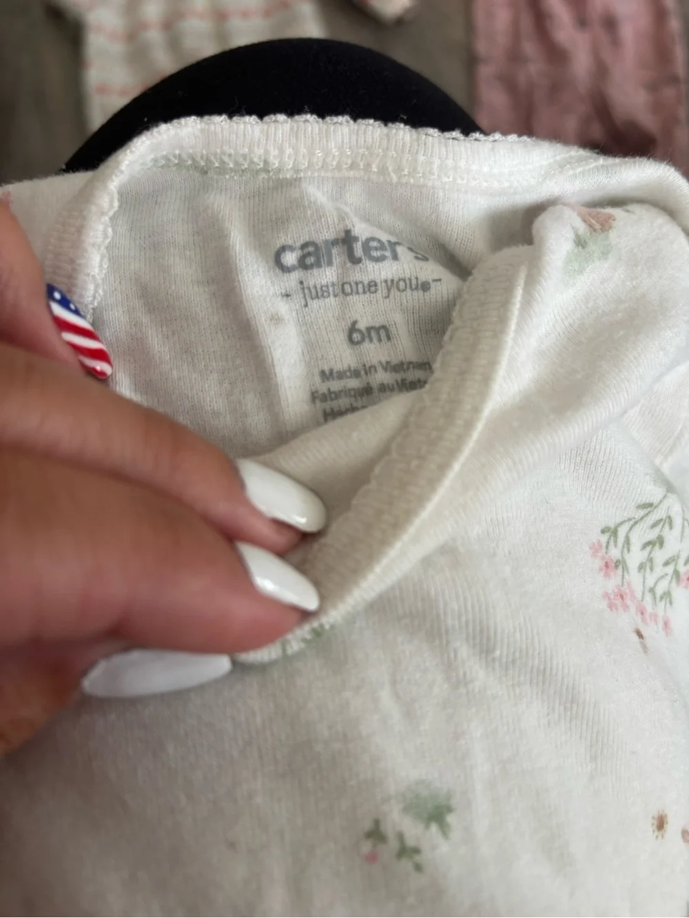 Carter's Pink, Coral and White One-Piece & Footed Pajama Set